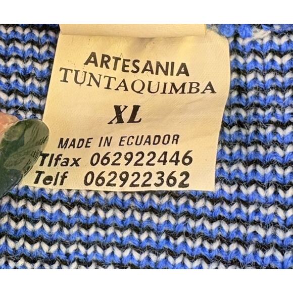 Vintage Tejidos Ruminahui Orca All Over Print Blue Wool Jacket Full Zip Size L - Picture 6 of 7